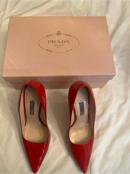 Prada Shoes - Prada Red Patent Pointed-Toe Pumps